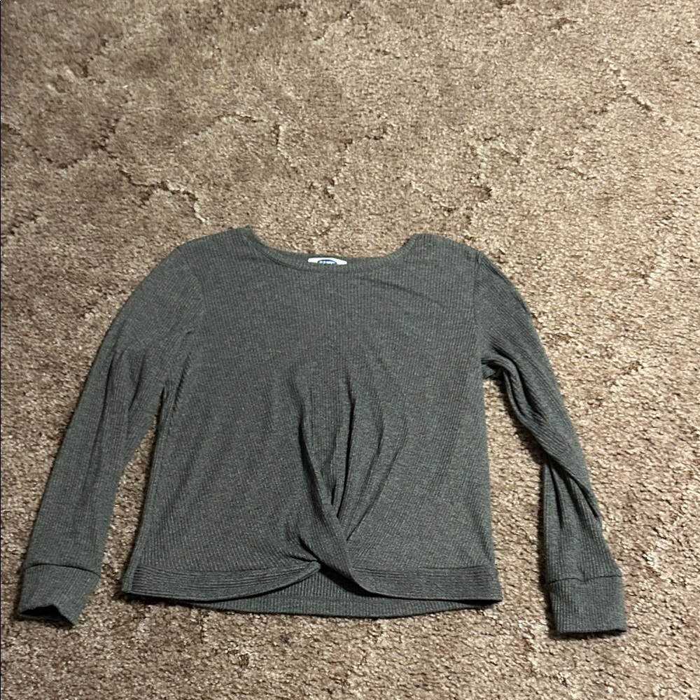 Old Navy Charcoal Long Sleeve Twist Top